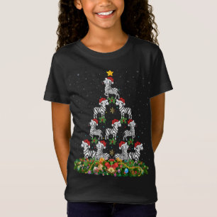 Camiseta Zebra Xmas Tree Gift Santa Hat Zebra Natal