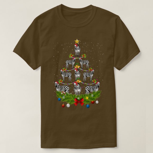 Camiseta Zebra Xmas Tree Gift Santa Hat Zebra Natal (Frente do Design)