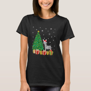 Camiseta Zebra Xmas Tree Lighting Santa Hera Zebra Natal