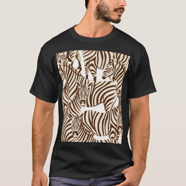 Camiseta Zebras, savana selvagem, padrão sem costura (Frente)