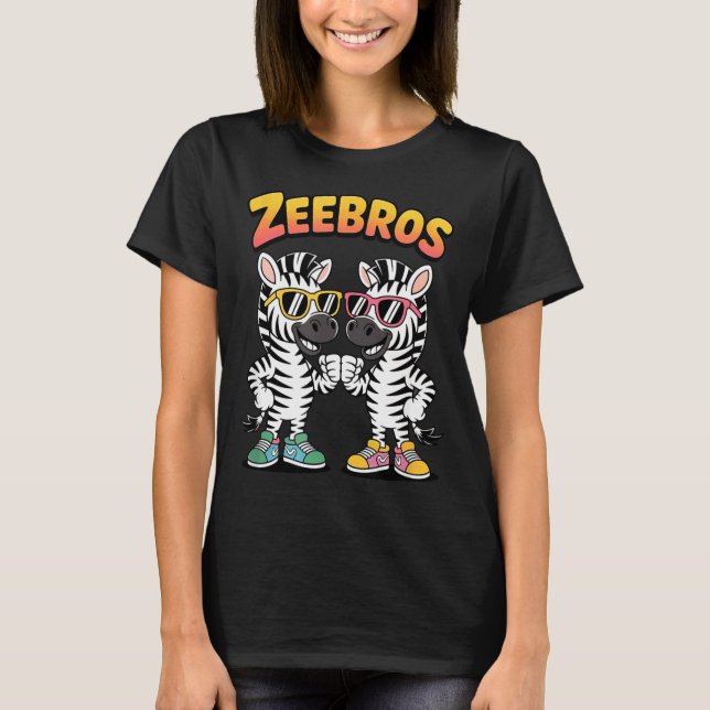 Camiseta Zeebros Cute Zebra Duo Design For Zebros Lovers  (Frente)