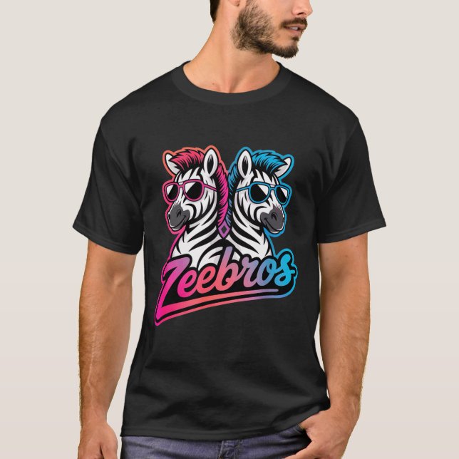Camiseta Zeebros Cute Zebra Duo Design For Zebros Lovers  (Frente)