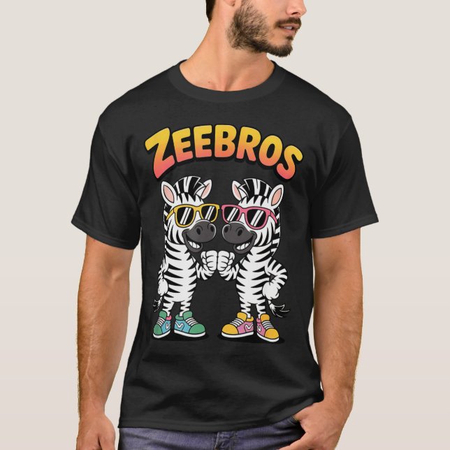 Camiseta Zeebros Cute Zebra Duo Design For Zebros Lovers  (Frente)