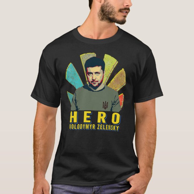 Camiseta Zelenski hero  volodymyr zelensky  sunset retro Cl (Frente)