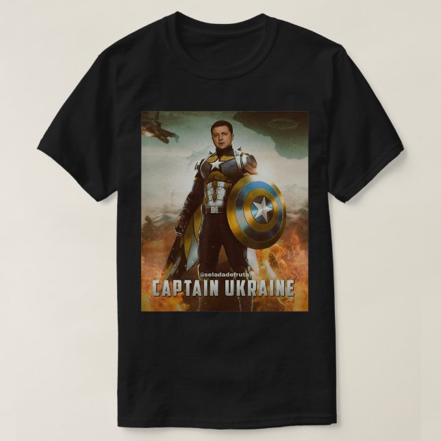 Camiseta Zelensky Capitão Ucrânia Hero Support ukraine ukra (Frente do Design)