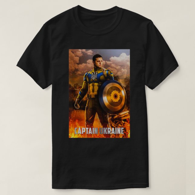 Camiseta Zelensky Capitão Ucrânia Hero Support ukraine ukra (Frente do Design)