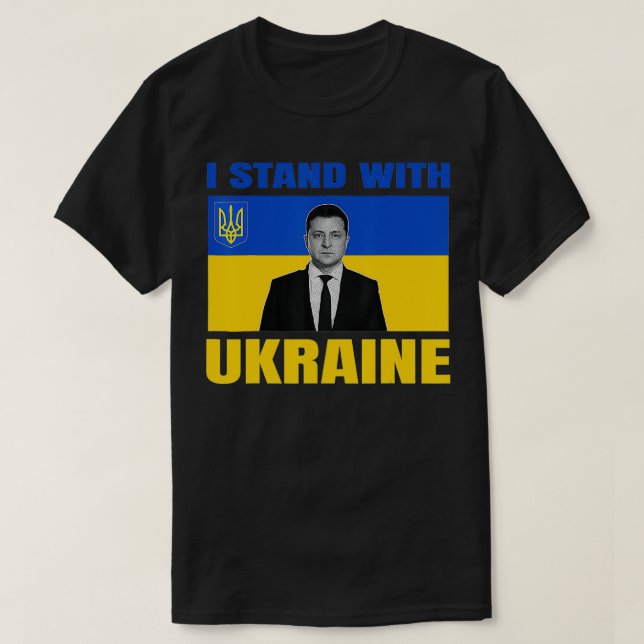 Camiseta Zelensky Presidente I Stand Com A Ucrânia (Frente do Design)