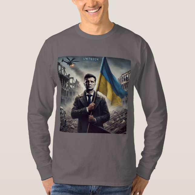 Camiseta Zelenskyy apoia camiseta-camiseta masculino ucrani (Frente)