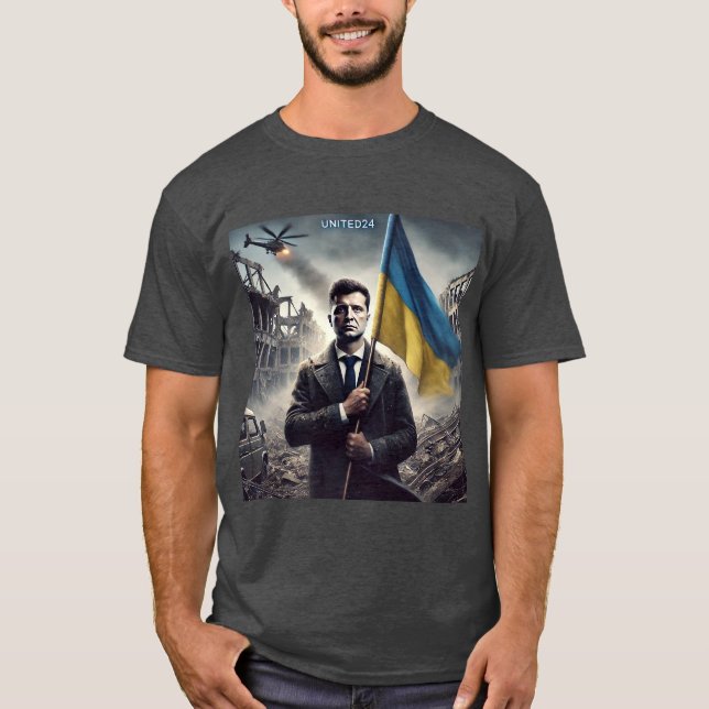 Camiseta Zelenskyy apoia camiseta-T de ucranianos (Frente)