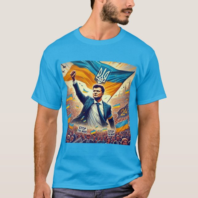 Camiseta Zelenskyy liderando a revolução na Ucrânia (Frente)