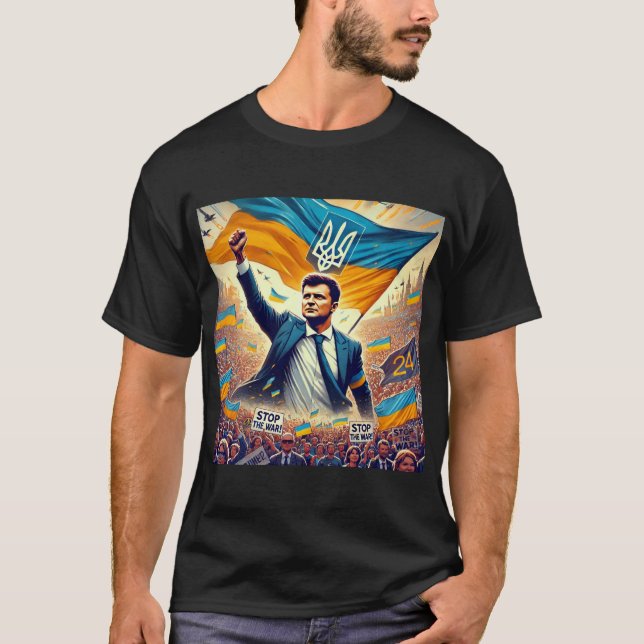 Camiseta Zelenskyy Ucrânia apoia homens (Frente)