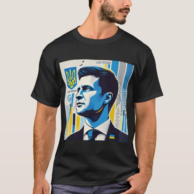 Camiseta Zelenskyy Ucrânia Forte Liderança (Frente)