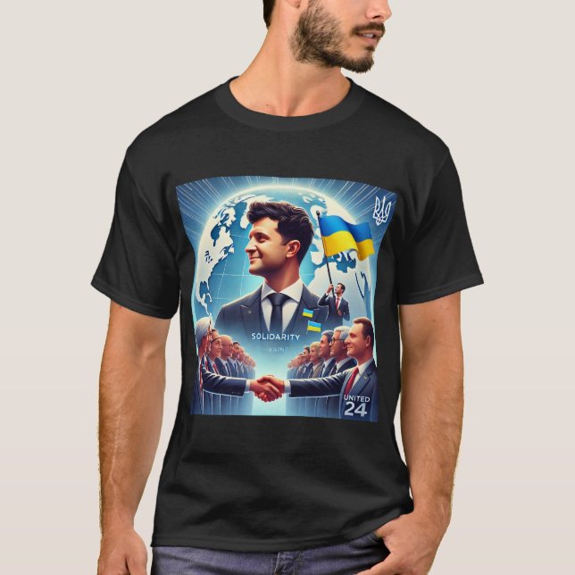 Camiseta Zelenskyy Unindo Os Líderes Mundiais (Frente)