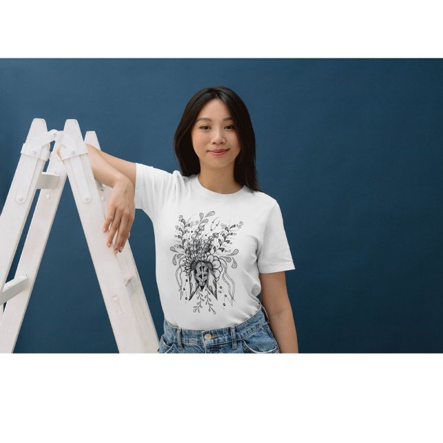 Camiseta Zen ARt Blume gezeichnet -  (Tangle Blume gezeichnet - T-Shirt)
