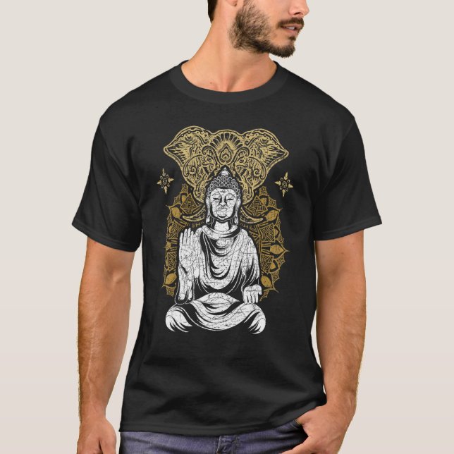 Camiseta Zen Buddhism Mandala Espiritual - Elefante Budista (Frente)