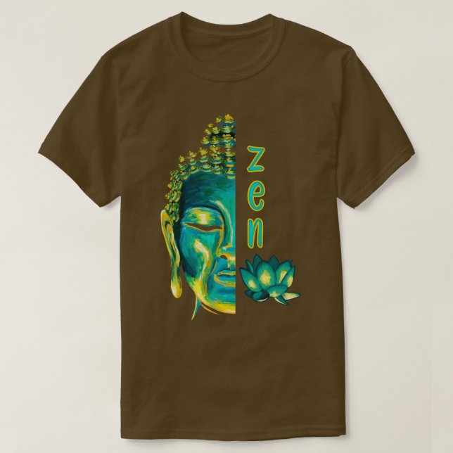Camiseta Zen Buddhist Digital Painting Blue Yellow Budha L (Frente do Design)