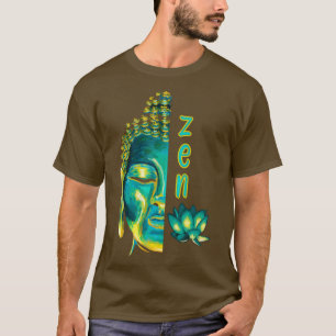 Camiseta Zen Buddhist Digital Painting Blue Yellow Budha L