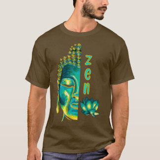 Camiseta Zen Buddhist Digital Painting Blue Yellow Budha L