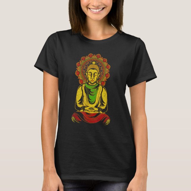 Camiseta Zen Buddhist Spiritual Meditation Colorful Mandala (Frente)