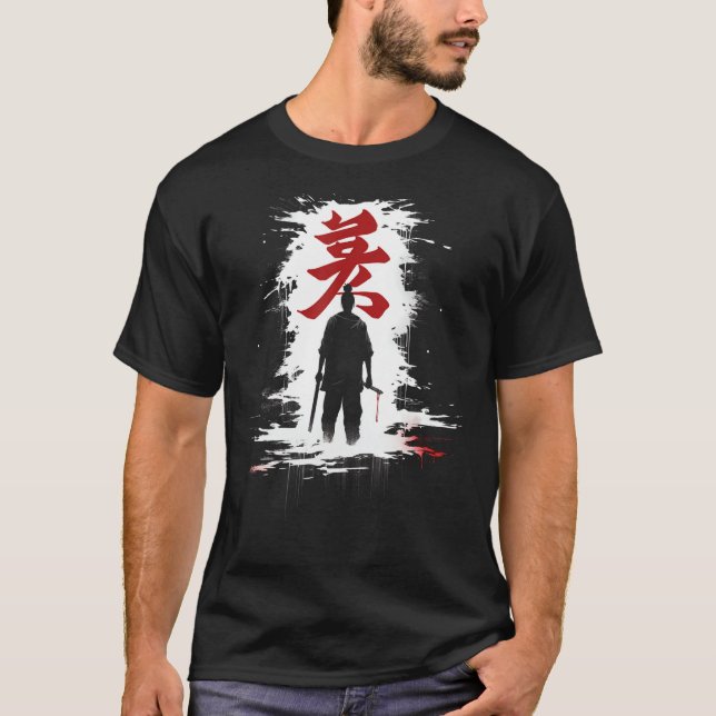 Camiseta Zen Calliografia Design de Gráfico de Arte Japonês (Frente)