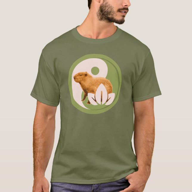 Camiseta Zen Capivara Yin Yang Natureza Pacífica (Frente)