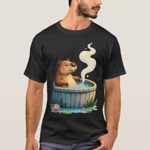 Camiseta Zen Capybara Banheira de Relaxamento Kawaii Adesiv