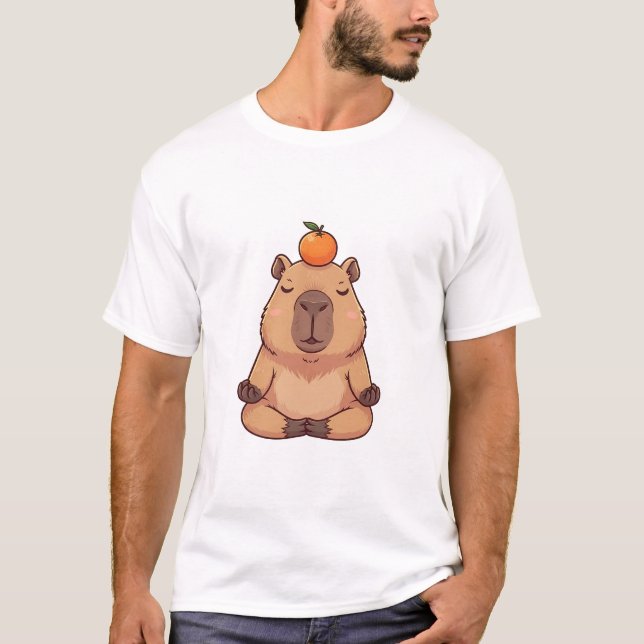 Camiseta Zen Citrus Capybara – Peaceful Cartoon Capybara (Frente)