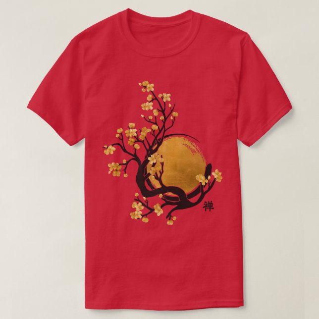Camiseta Zen Enso Circle, Sun e Sakura Blossom (Frente do Design)