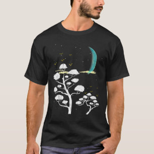 Camiseta Zen Gardening Moon Stars Japonês Cultura Bonsai T