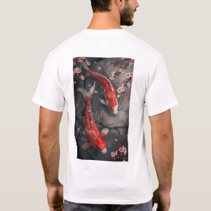 Camiseta Zen Koi Fish and Cherry Blossom Pond T-Shirt