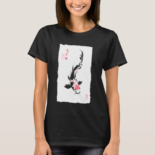 Camiseta Zen Koi Fish Japanese Painting Good Fortune & Stre (Frente)