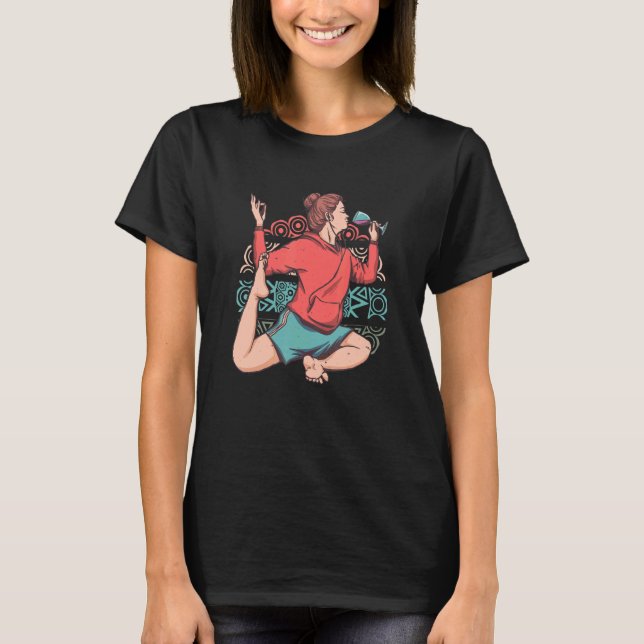 Camiseta Zen Meditação Yoga Eka Pada Rajakapotasana Wine O (Frente)