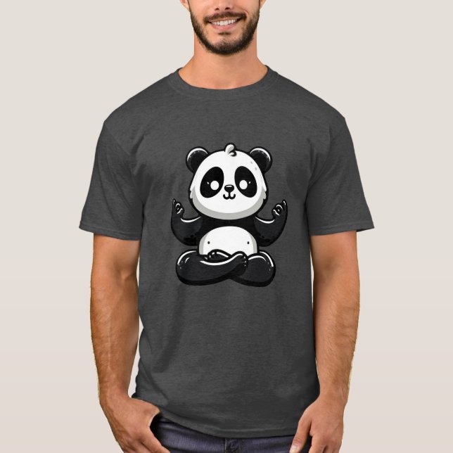 Camiseta Zen Meditando Panda - Dose Bela Meditação Animal (Frente)