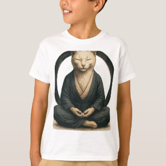 Camiseta Zen Meditating Cat – Enso Circle Mindful Yoga Art 