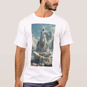 Camiseta Zen Meditation White Horse Antropomórfico T-Shirt
