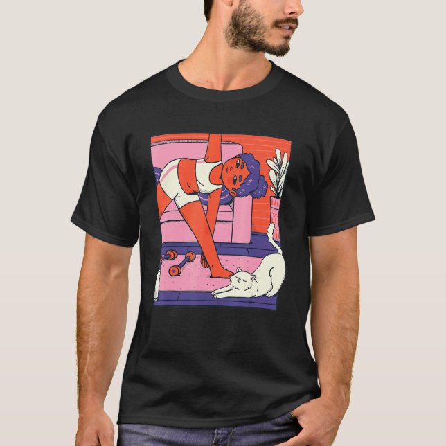 Camiseta Zen Meditation Yoga Cat Vaporwave Omm (Frente)