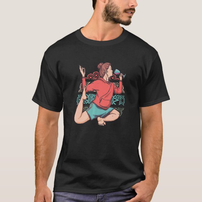 Camiseta Zen Meditation Yoga Eka Pada Rajakapotasana Wine O (Frente)