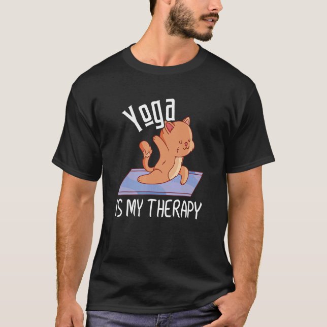 Camiseta Zen Meditation Yoga Is My Therapy Cat Omm (Frente)