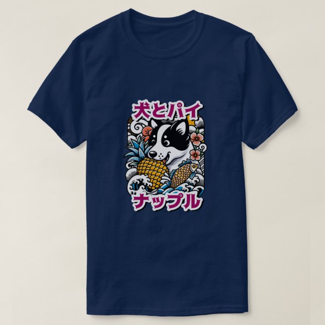 Camiseta Zen Paws - Cachorro e Seu Abacaxi (Frente do Design)