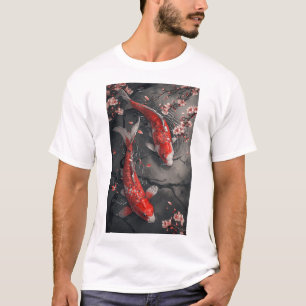 Camiseta Zen Red Koi Fish and Cherry Blossom Pond T-Shirt