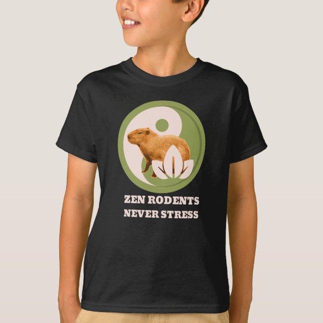 Camiseta Zen Rodents Nunca Stress Capybara (Frente)