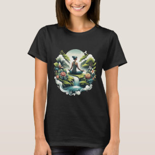 Camiseta Zen Yoga Cachoeira Meditação Pacífico Bem-Estar N