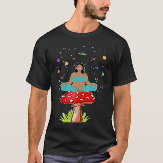 Camiseta Zen Yoga Meditation Pregnant Women Mushroom Buddha