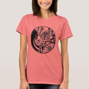 Camiseta Zendala abstrato preto e branco no círculo