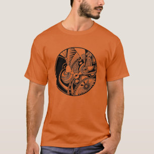 Camiseta Zendala abstrato preto e branco no círculo