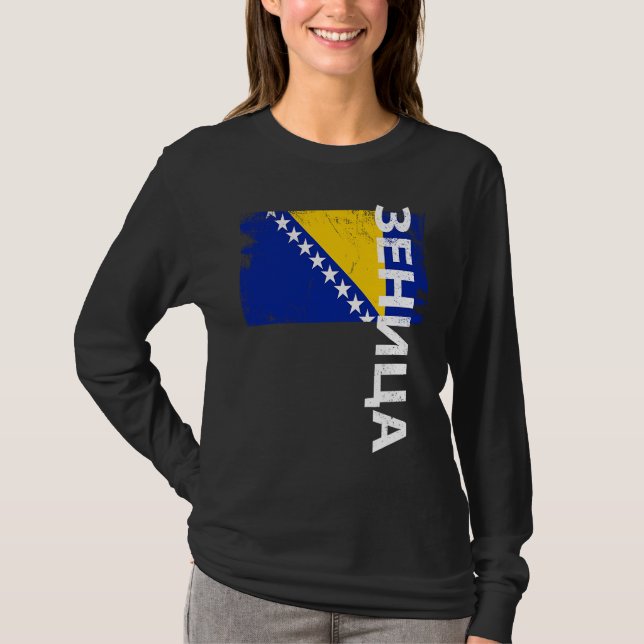 Camiseta Zenica Bosnia Flag For Bosnian Men Women Kids (Frente)