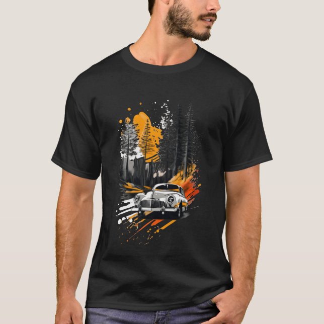 Camiseta Zephyr car 1950 driving through a forest boy funny (Frente)