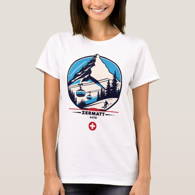 Camiseta Zermatt 4478 - Esquiando no Problemhorn  (Frente)