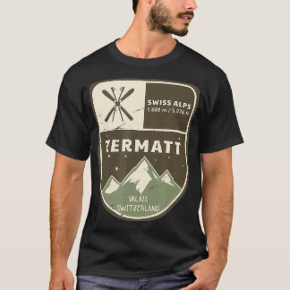 Camiseta Zermatt Alps Valais Suiça Vintage