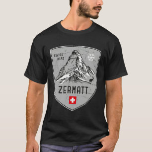Camiseta Zermatt Mountain Suiça Emblem Hoodie